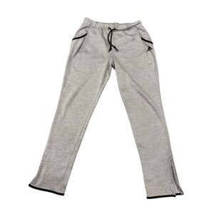 Adidas Womens Heather Gray Black Trim Ankle Zip Joggers Track Pants Size M
